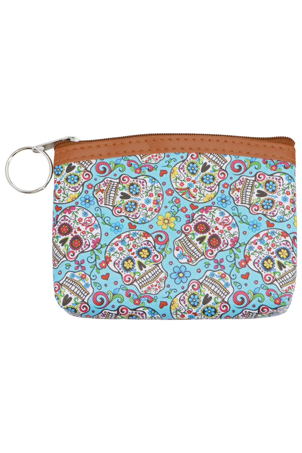 Sugar Skull Print Zipper Coin Pouch Bag