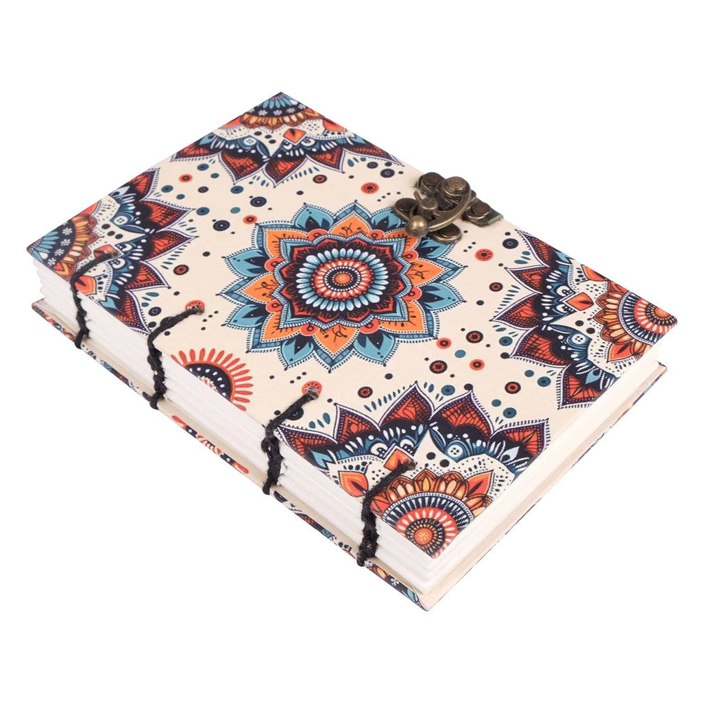 Mandala - Journal Diary Notebook with Leather Strap Lock - Unruled