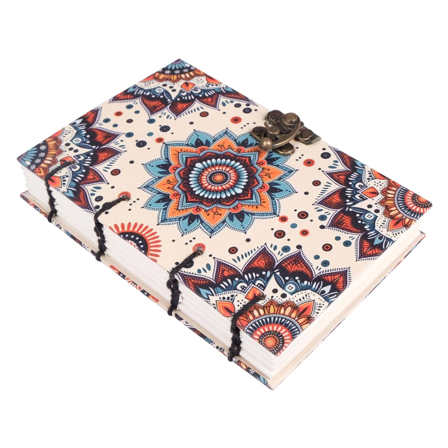 Mandala - Journal Diary Notebook with Leather Strap Lock - Unruled