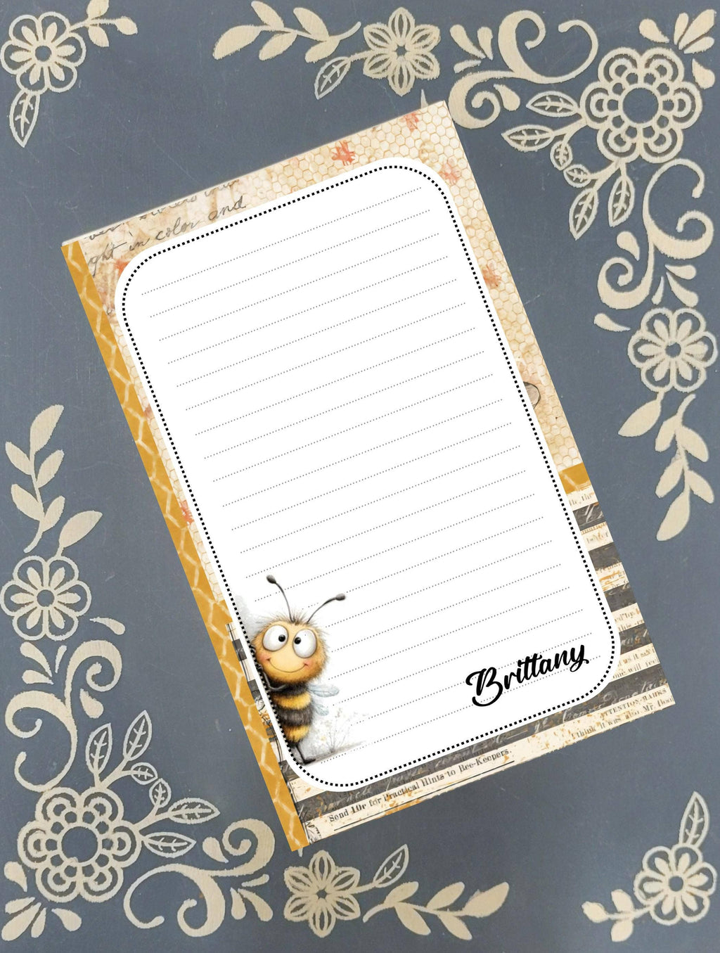 Notepad Bee Peeking, yellow, Stationery