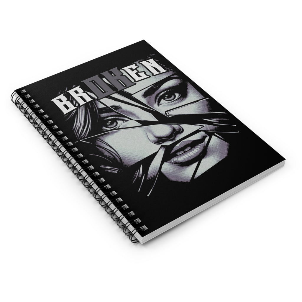 Broken V1 - Blk & Wht - Spiral Notebook - Ruled Line