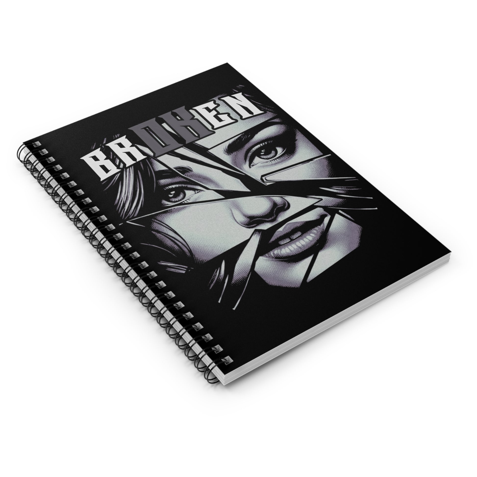 Broken V1 - Blk & Wht - Spiral Notebook - Ruled Line