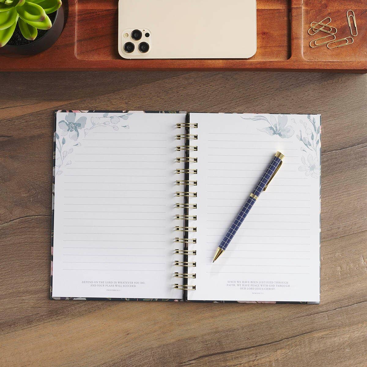 Journal Spiral Blue Floral It Is Well With My Soul