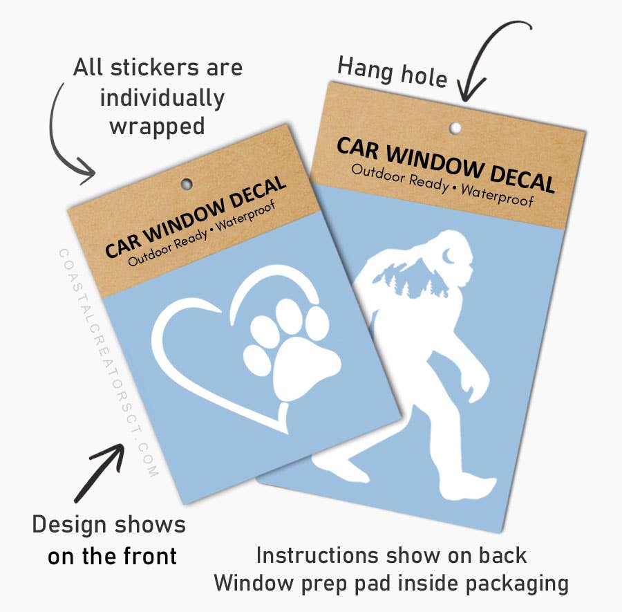 "Dog Mom" White Vinyl Window Decal (Packaged)