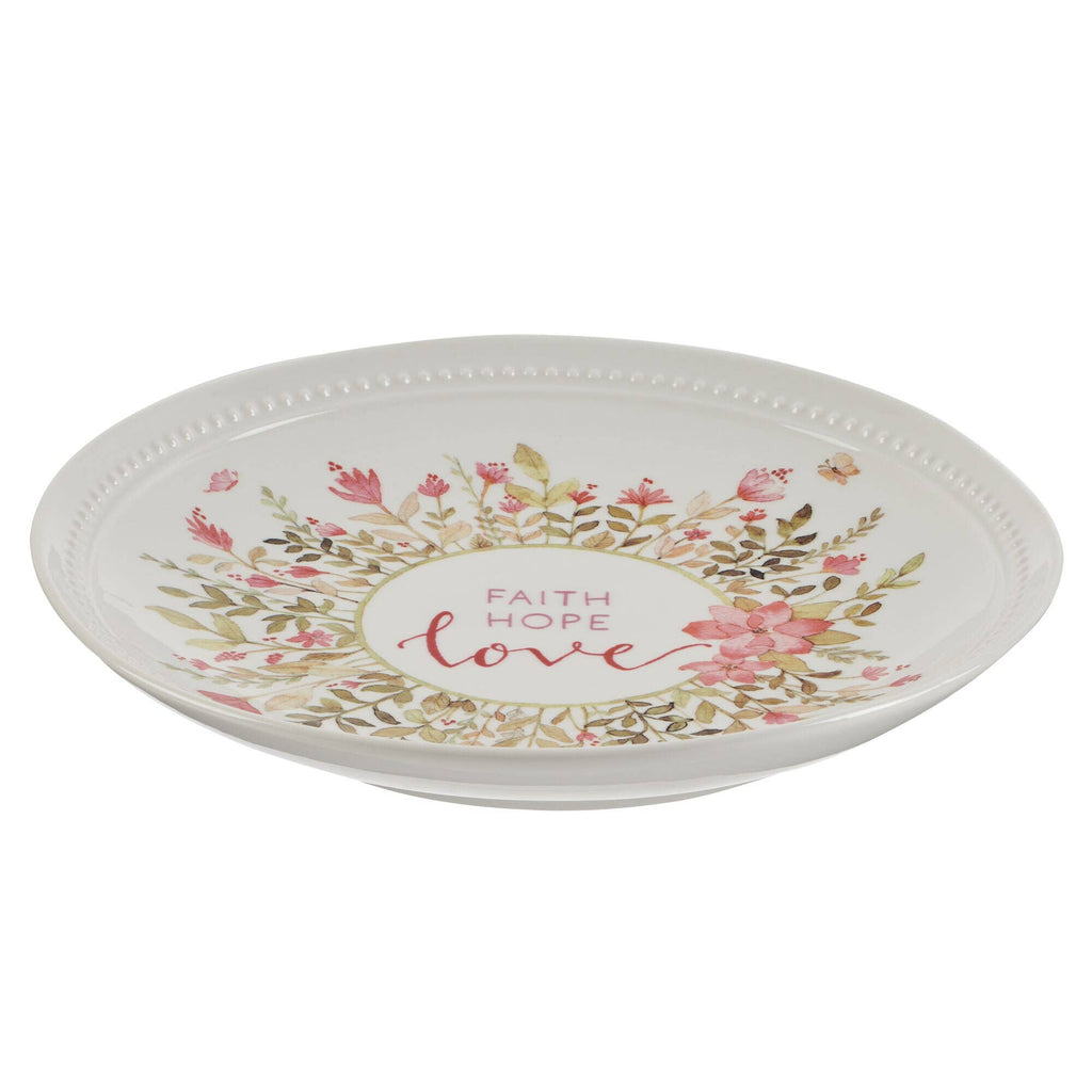 Plate Pink Faith Hope Love Floral