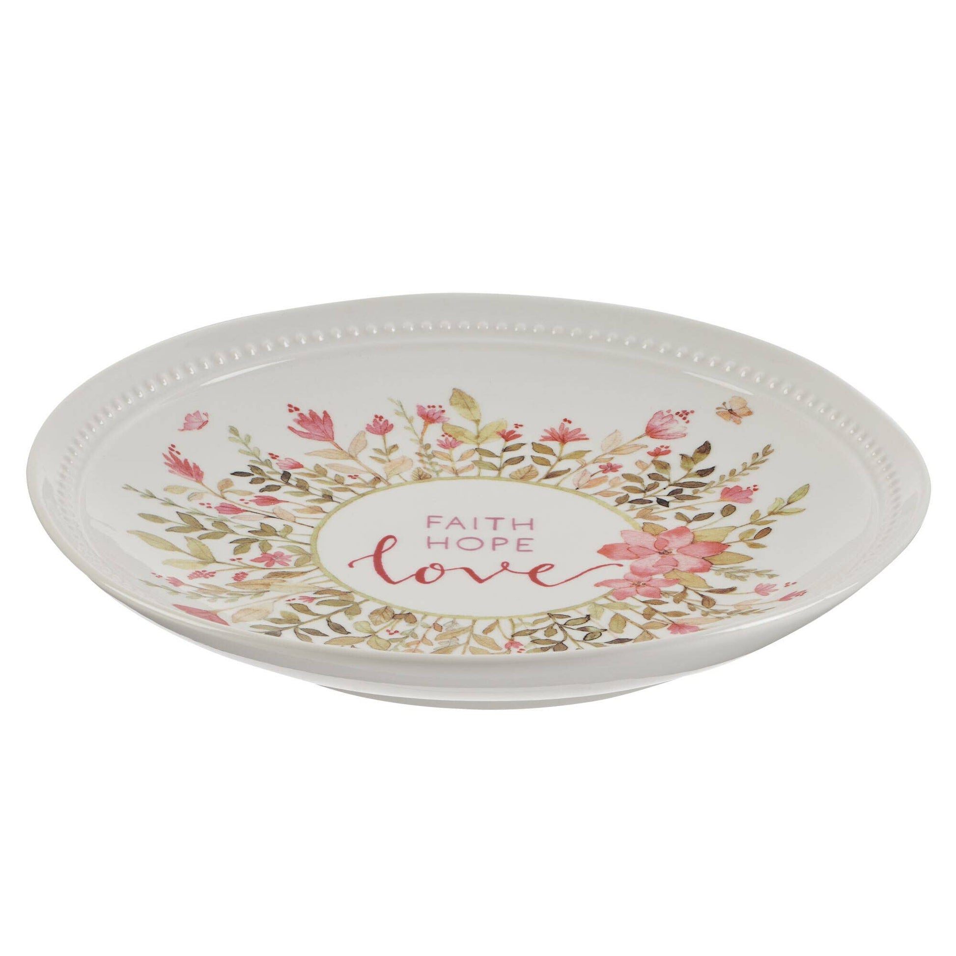 Plate Pink Faith Hope Love Floral