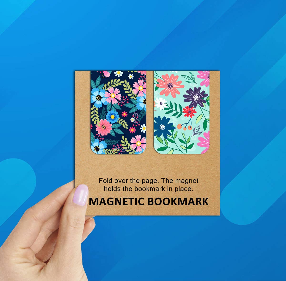 2-Pack Colorful Flowers Magnetic Bookmarks (Packaged)