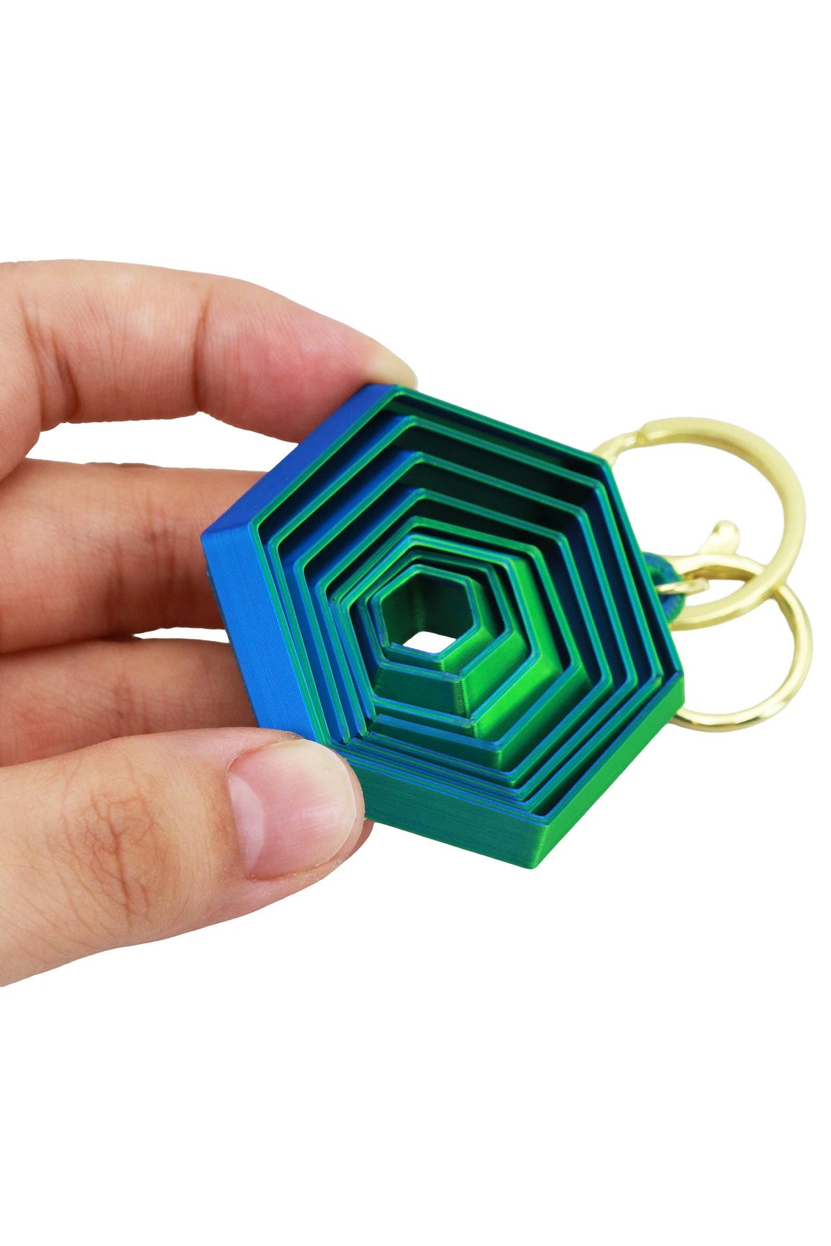Colorful Hexagon Fractal Layered Fidget Key Chain