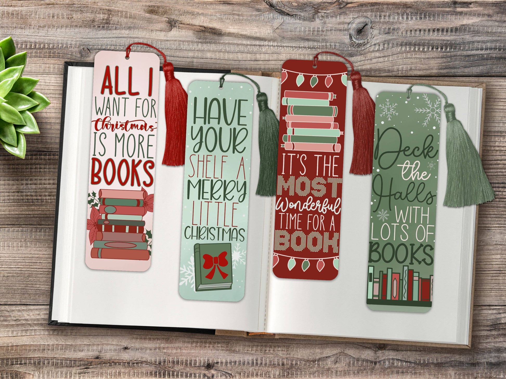 Bookish Christmas Metal Bookmarks