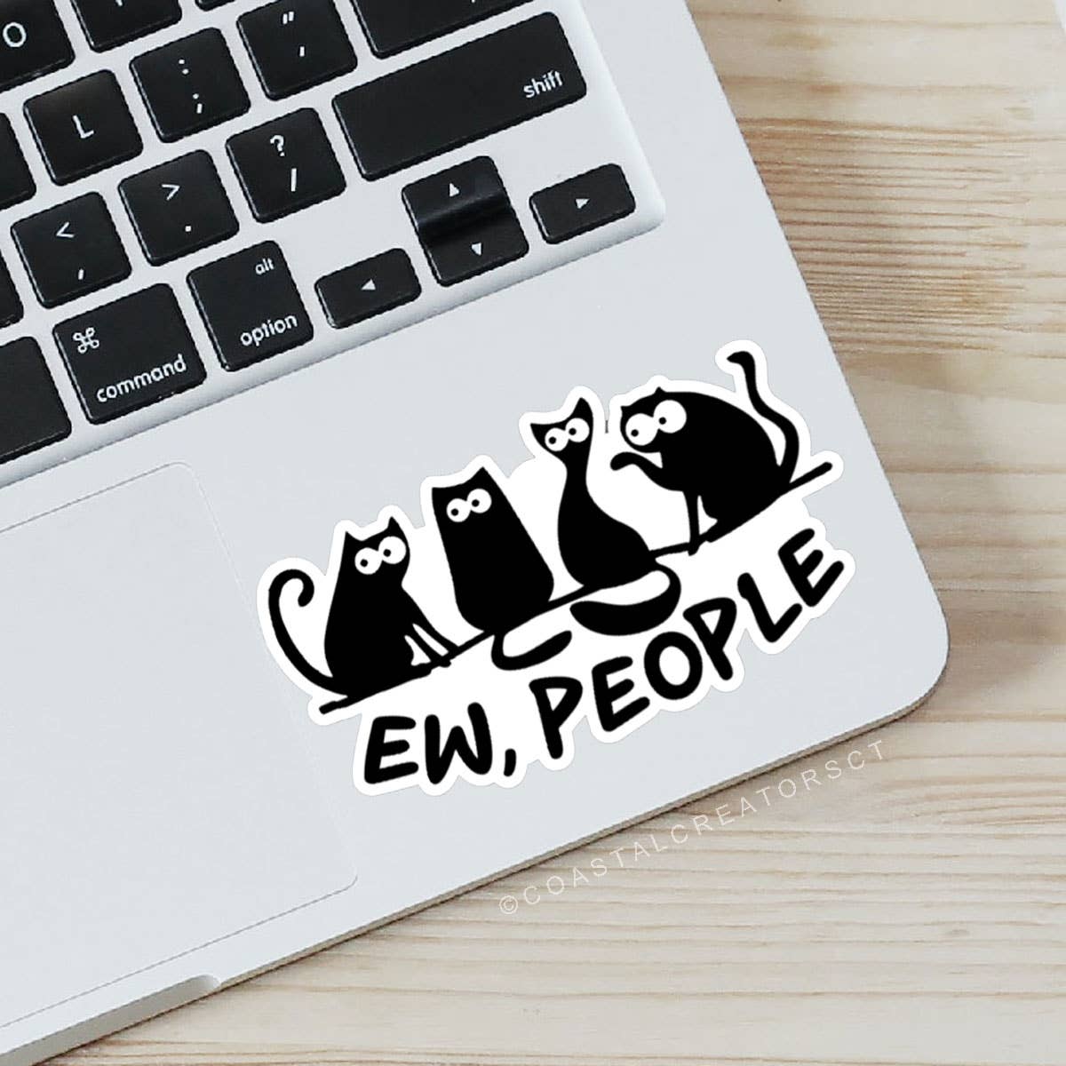 Cat "Ew People" Laptop & Water Bottle Sticker