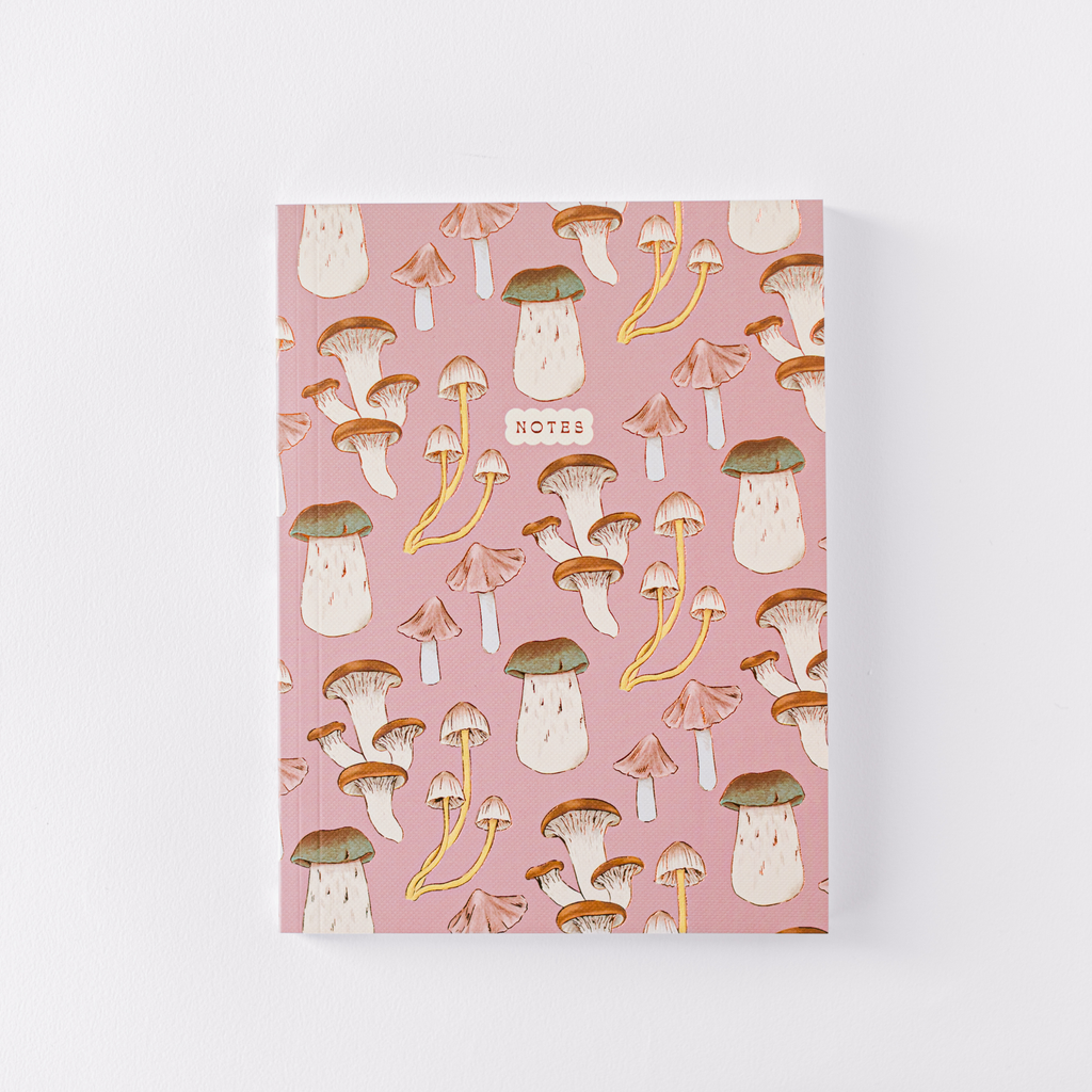 Pink Mushroom Pattern Softcover Notebook