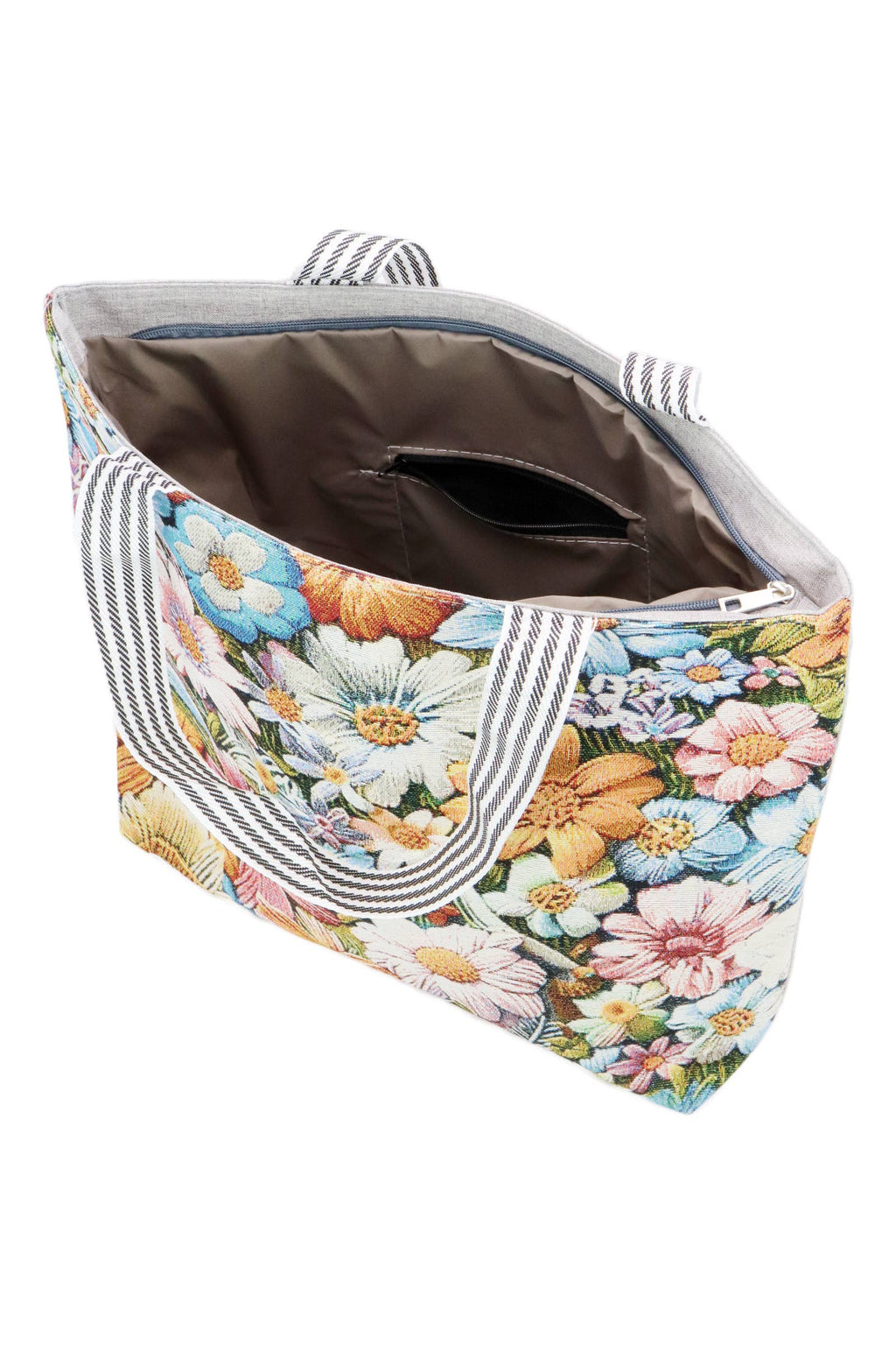 Daisy Wildflower Shimmery Tapestry Canvas Tote Bag