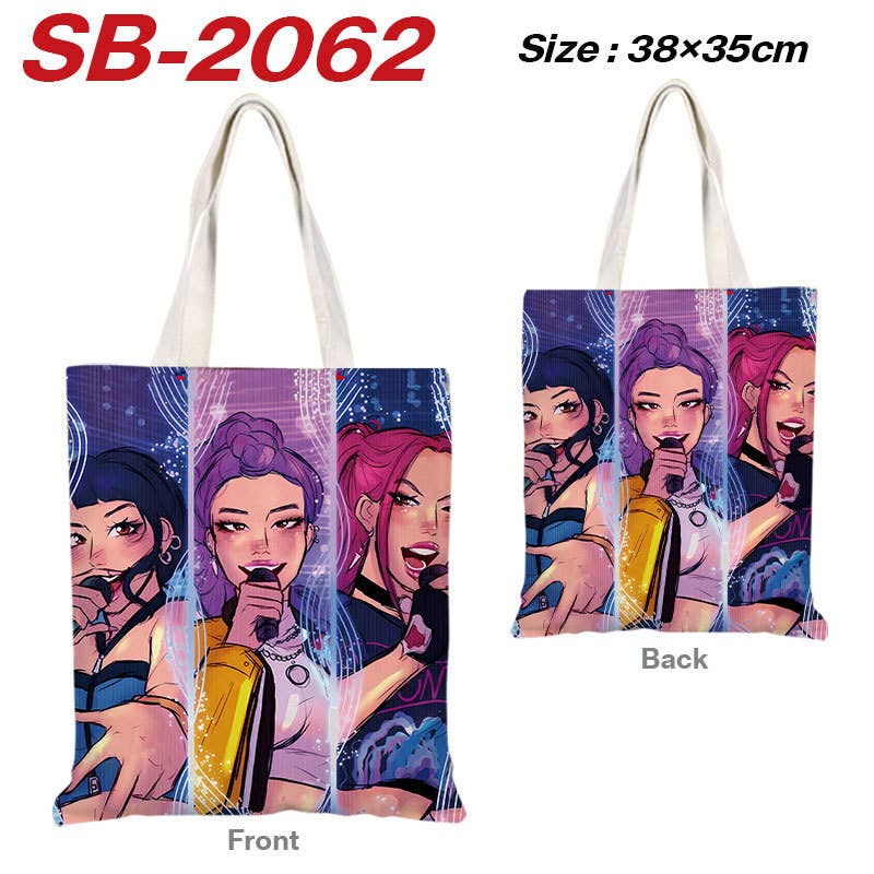 Kpop Demon Hunters full printing canvas shoulder tote bag