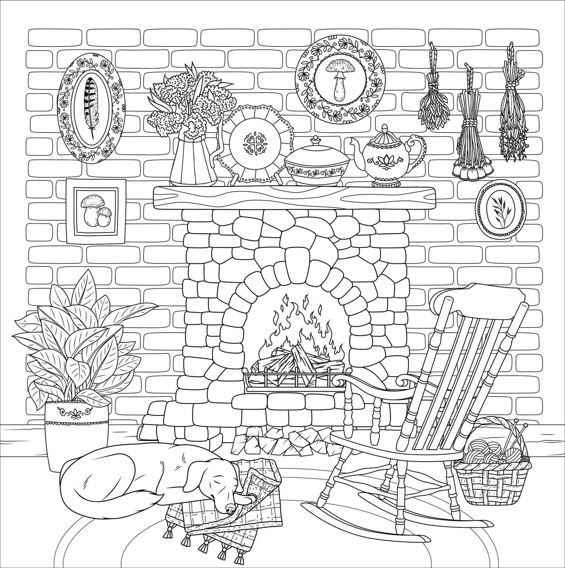 Cottagecore Adult Coloring Book