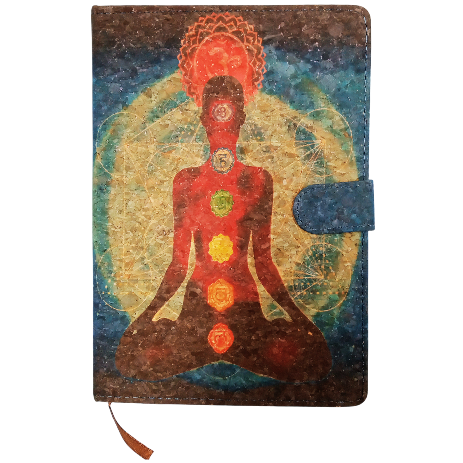 Seven Chakra Printed Cork Journal with Pencil Bag