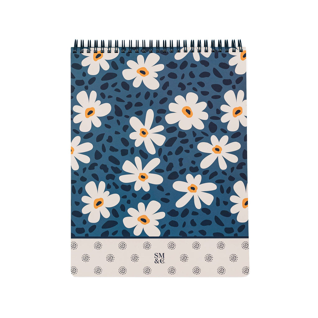 Large Top Spiral Notebook, Leopard Daisy