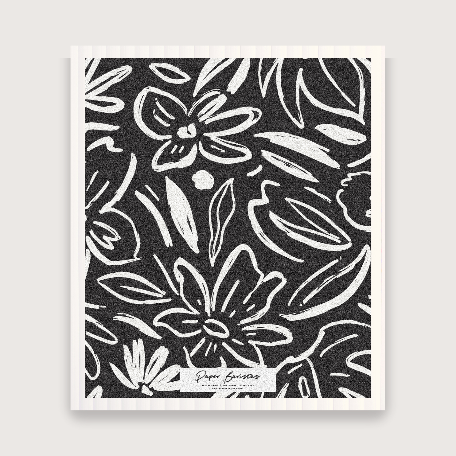 Set of 3 Swedish Dishcloth: Earthy Florals Black