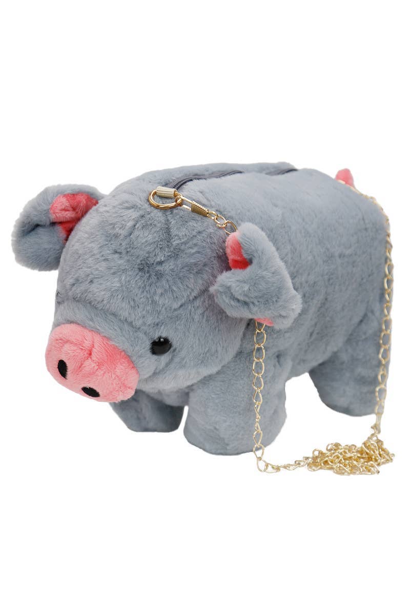 Chubby Piggy Fluffy Faux Fur Crossbody Purse Bag