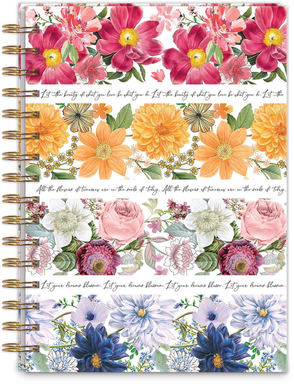 Hard Cover Spiral Journal -Floral Stripe