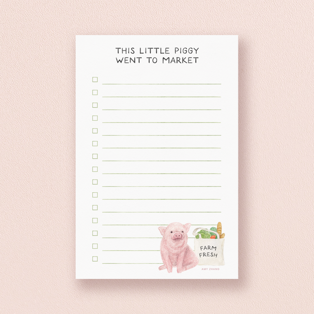 This Little Piggy — Animal Pun Grocery Notepad