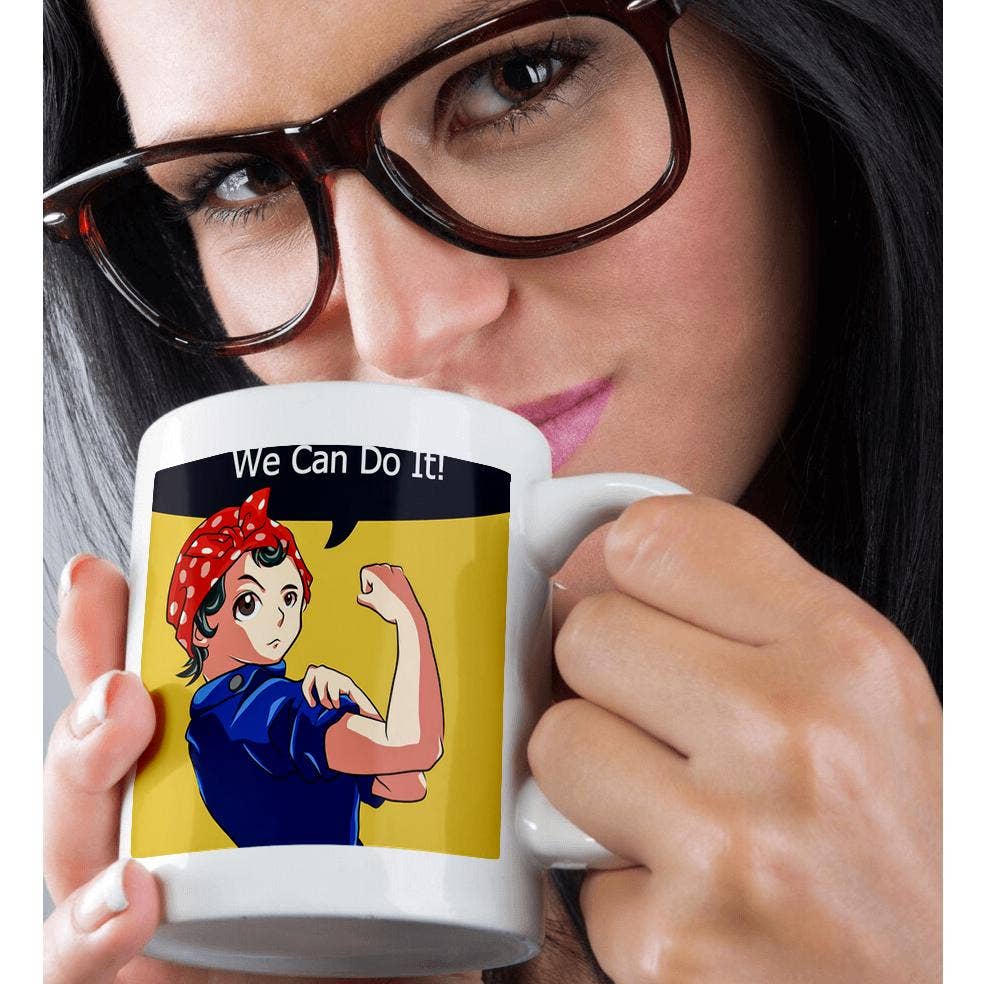 Rosie the Riveter Reimagined Magna Style Original Artwork Anime, Mug