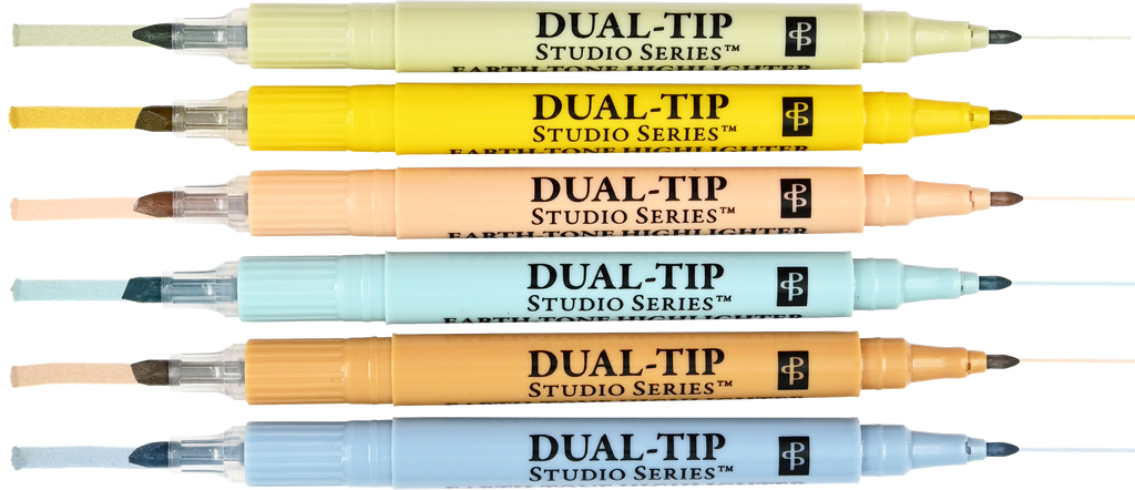 Earth Tone Dual-Tip Highlighters (set of 6)