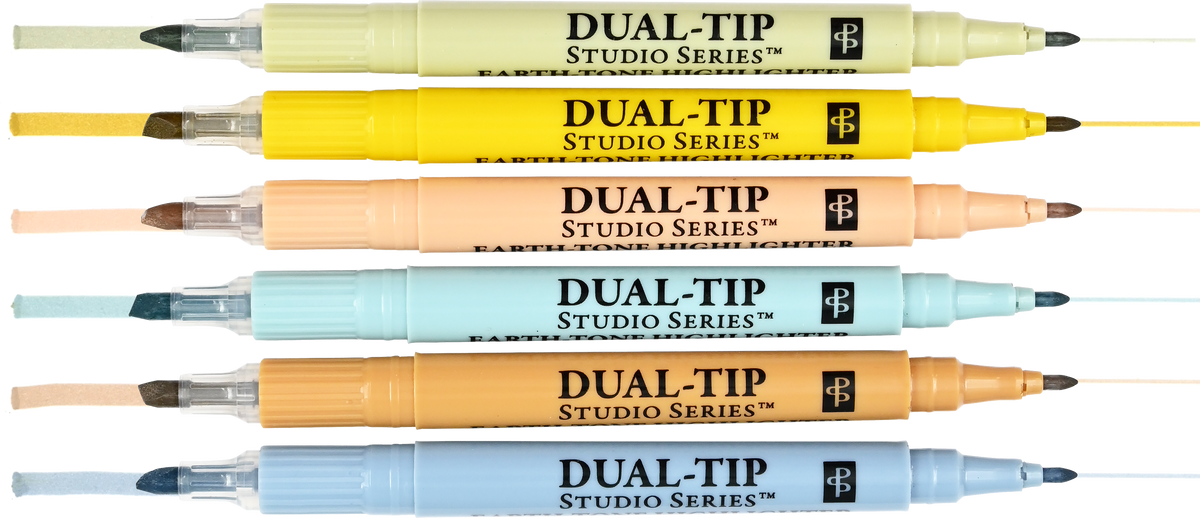 Earth Tone Dual-Tip Highlighters (set of 6)
