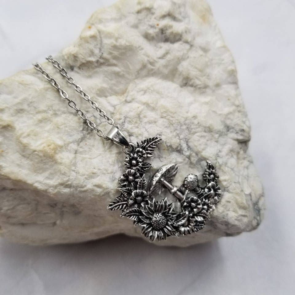 Mystic Mushroom Flower Moon Pendant Necklace