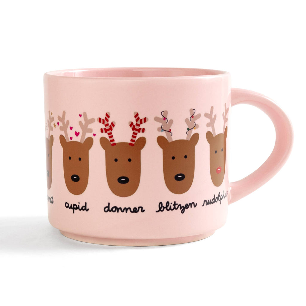 Santa's Reindeer Christmas Large Ceramic Mug