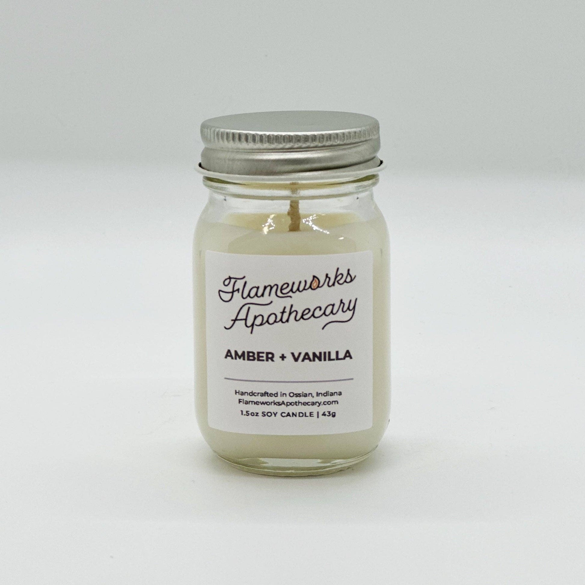 Amber + Vanilla 1.5 oz Mini Mason Jar Candle