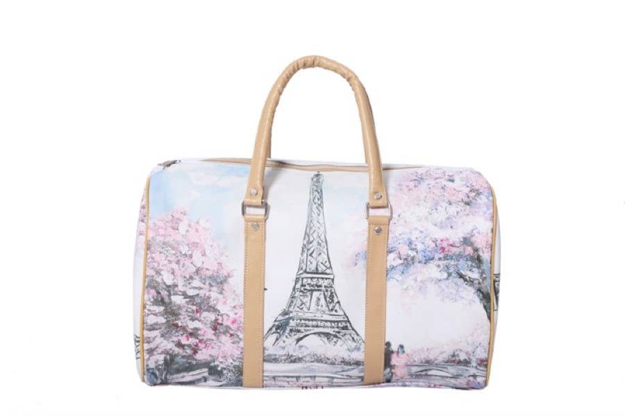 Women's Nostalgic Paris Print Duffle Bag/Weekender Bag
