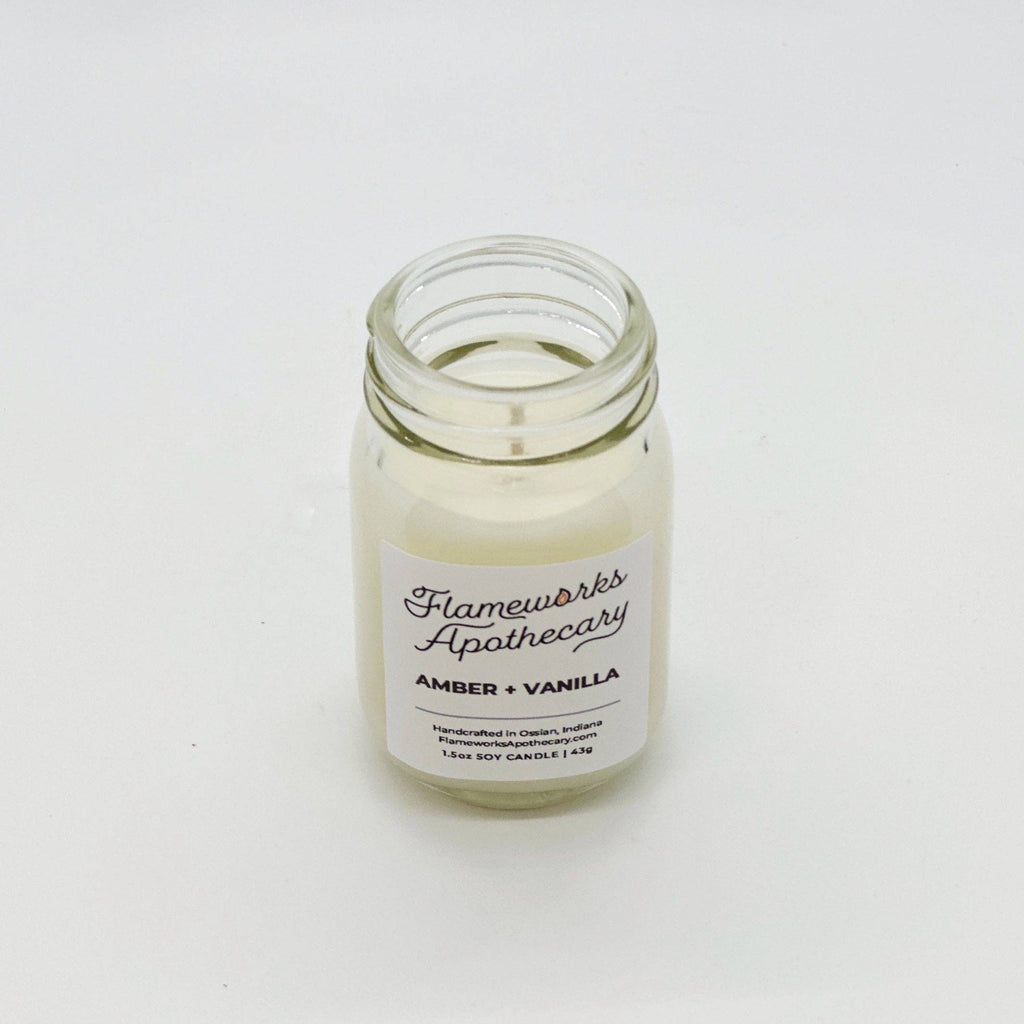 Amber + Vanilla 1.5 oz Mini Mason Jar Candle