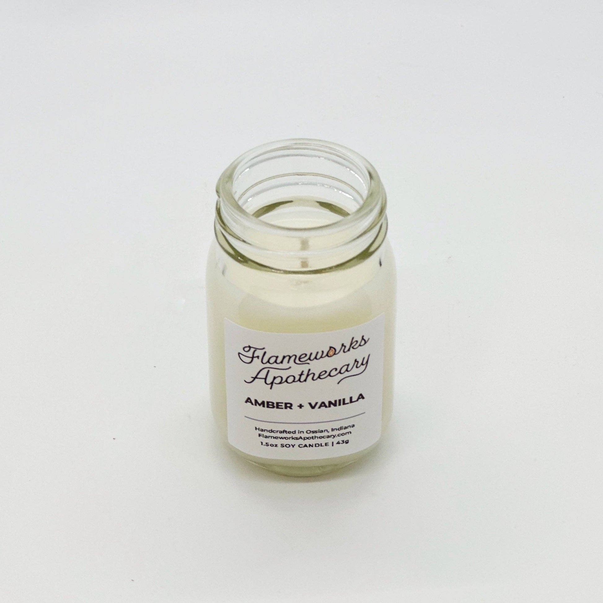 Amber + Vanilla 1.5 oz Mini Mason Jar Candle