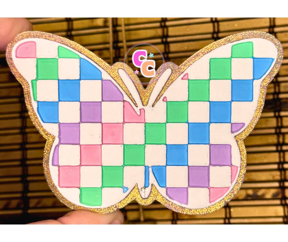 Checkered Butterfly Freshie | Car Air Freshener