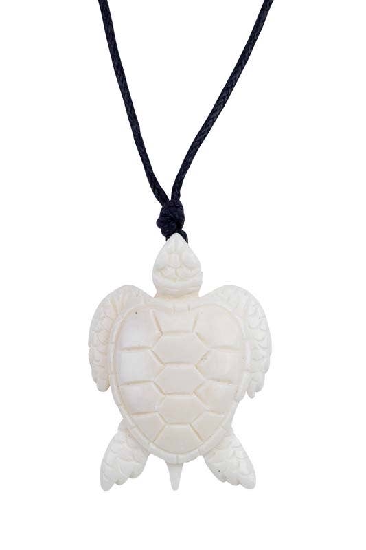 Carved Bone Turtle Necklace