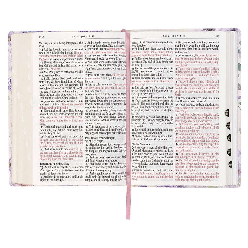KJV Bible Giant Print Full-Size Faux Leather, Floral