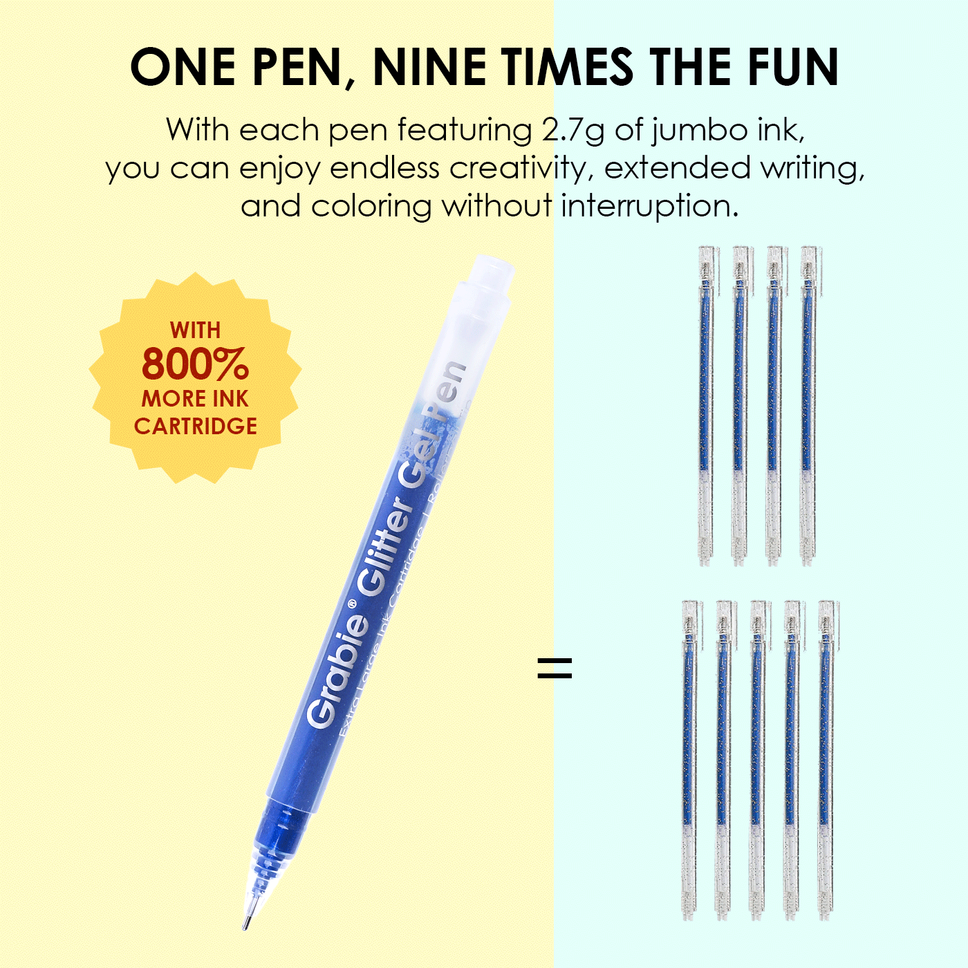 Jumbo Iridescent Glitter Gel Ink Pen Of 18