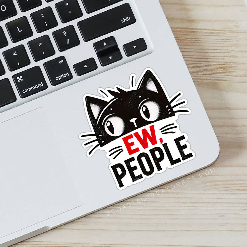 Cat Ew People Laptop, Water Bottle Sticker
