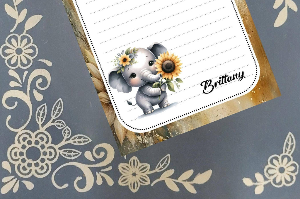 Notepad Elephant with a Sunflower, Stationery