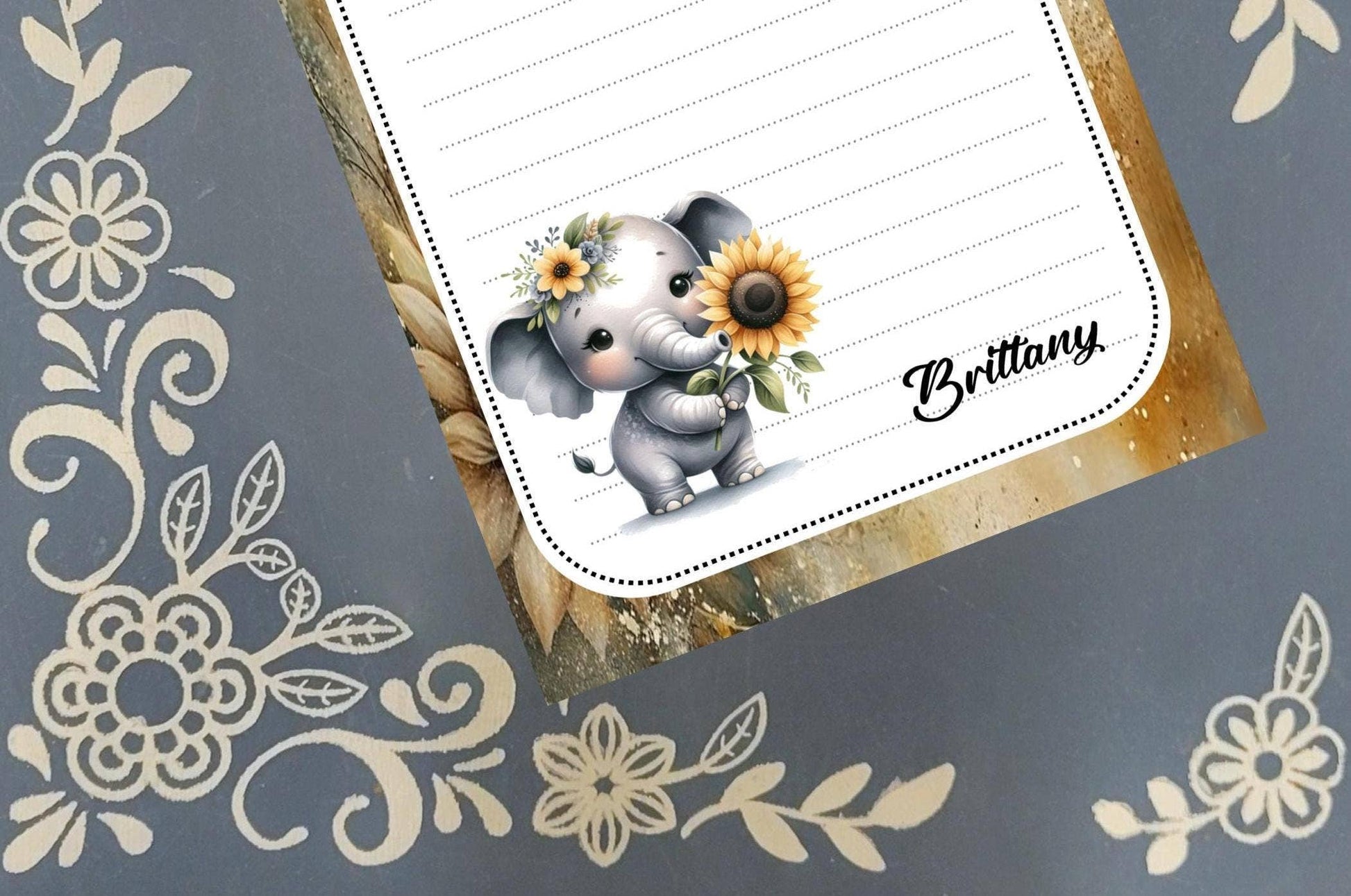 Notepad Elephant with a Sunflower, Stationery