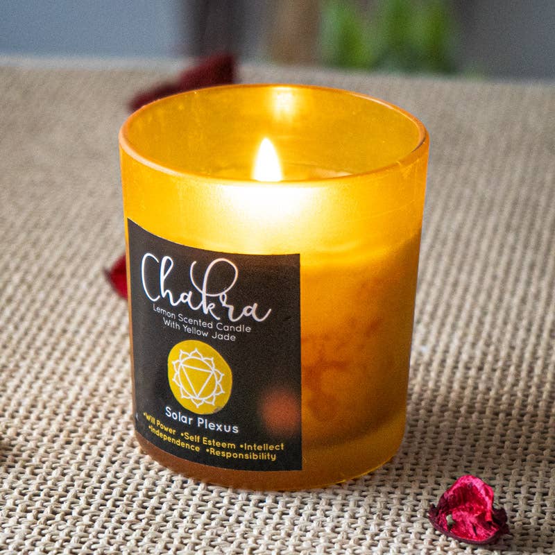 Solar Plexus Chakra Yellow Jade Candle