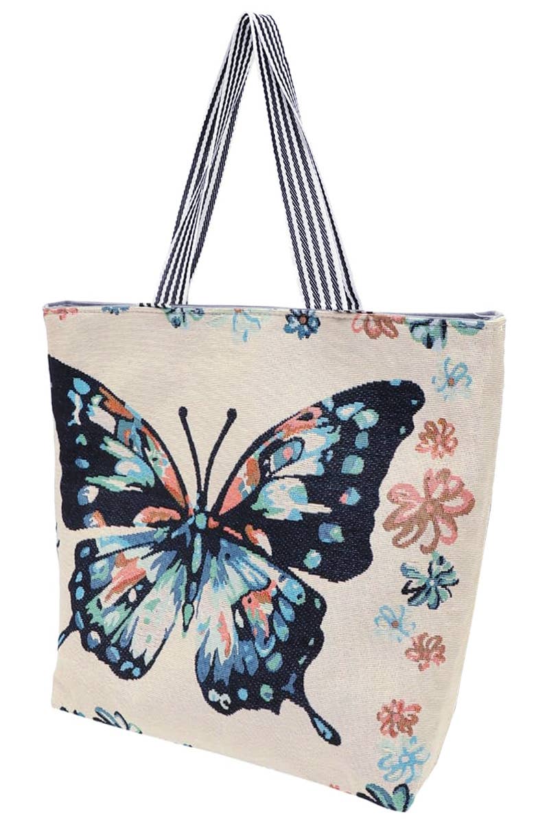 Butterfly Wonderland Tapestry Canvas Tote PURPLE