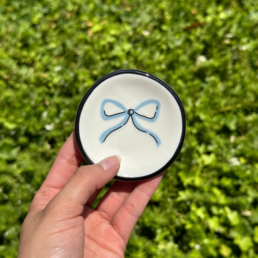 Ring Dish Pastel Blue Bow