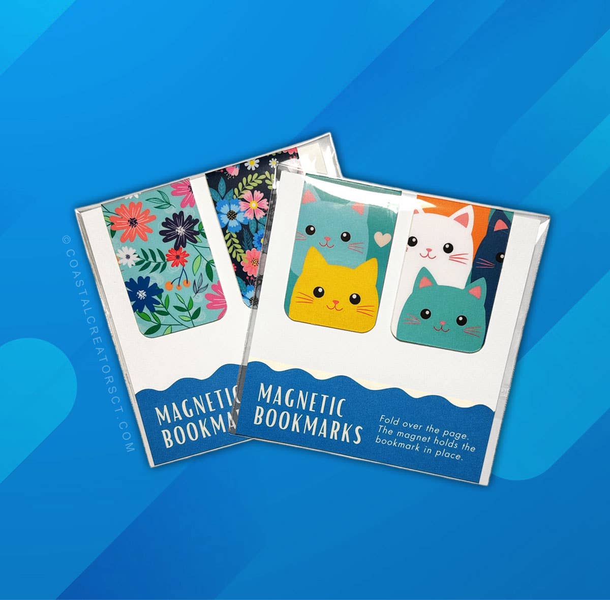 2-Pack Colorful Daisies Magnetic Bookmarks (Packaged)