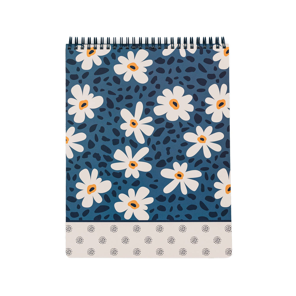 Large Top Spiral Notebook, Leopard Daisy