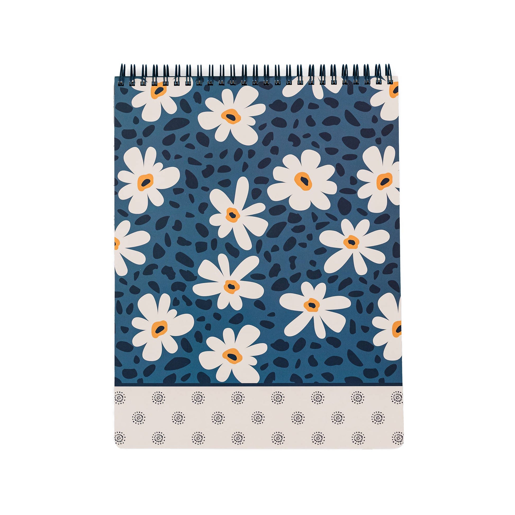 Large Top Spiral Notebook, Leopard Daisy