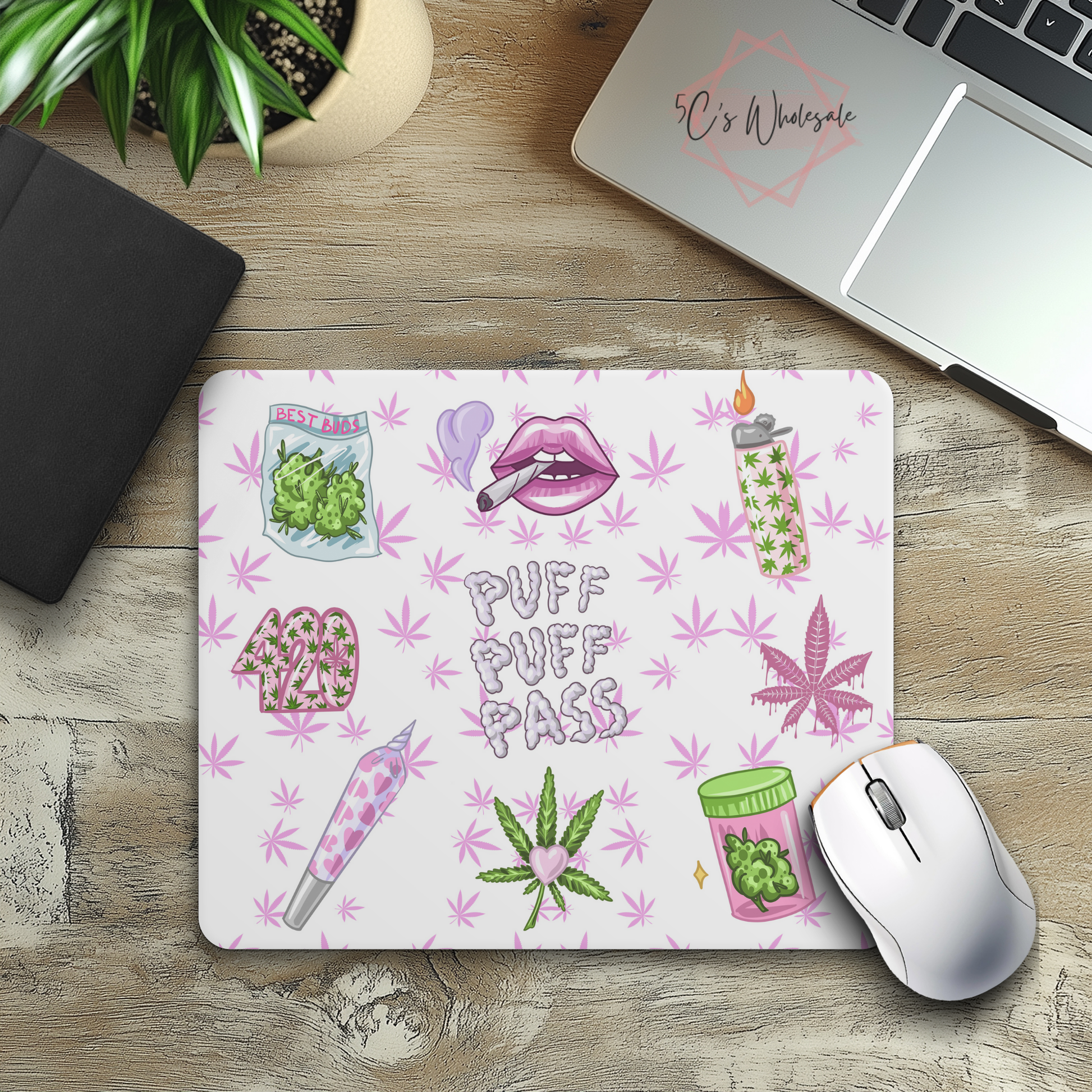 Puff Puff Pass 420 Pink Mouse Pad