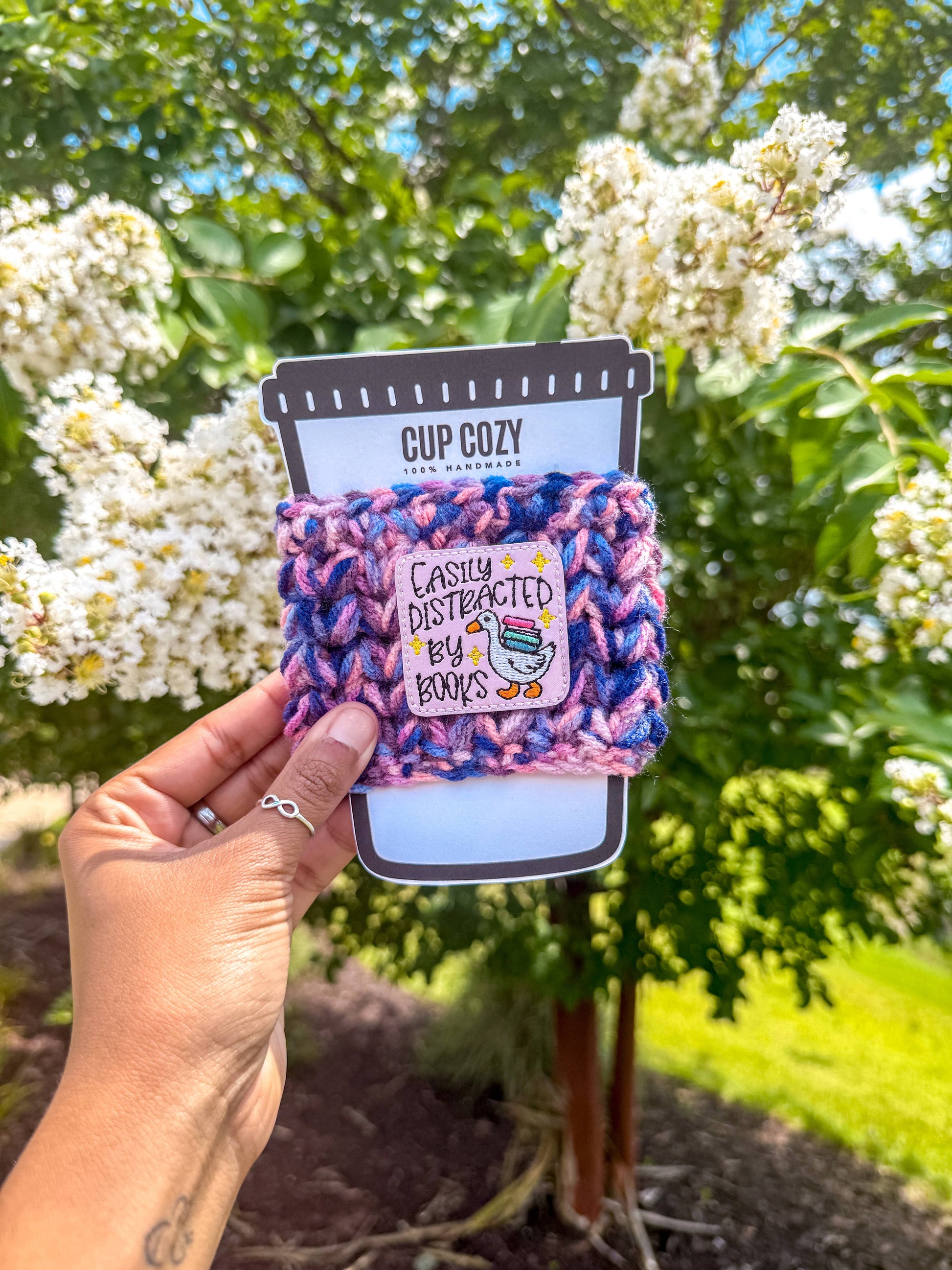 Easily Distracted by Books Cup Cozy / Book Lover Drink Cozy