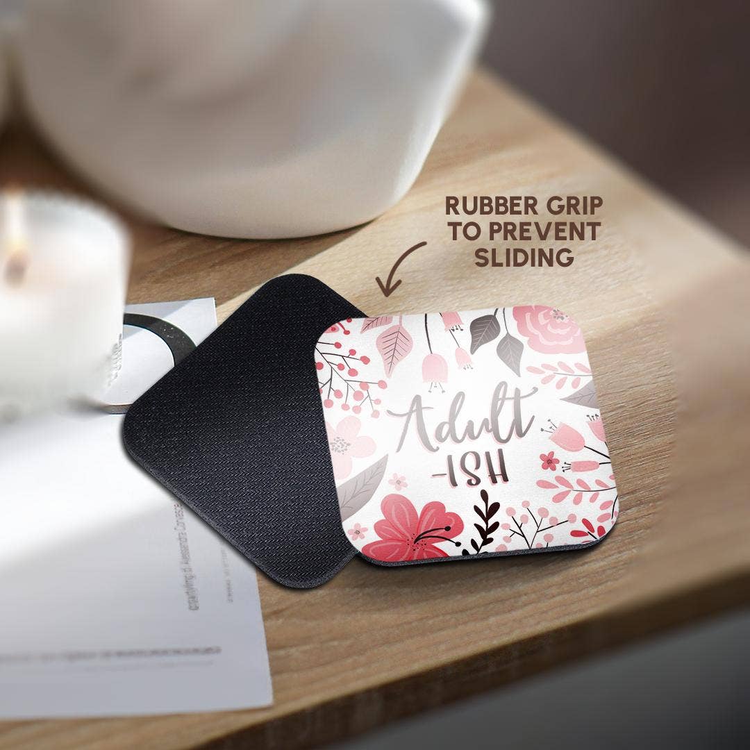 Adultish - Pretty Pink Floral, Soft Coaster