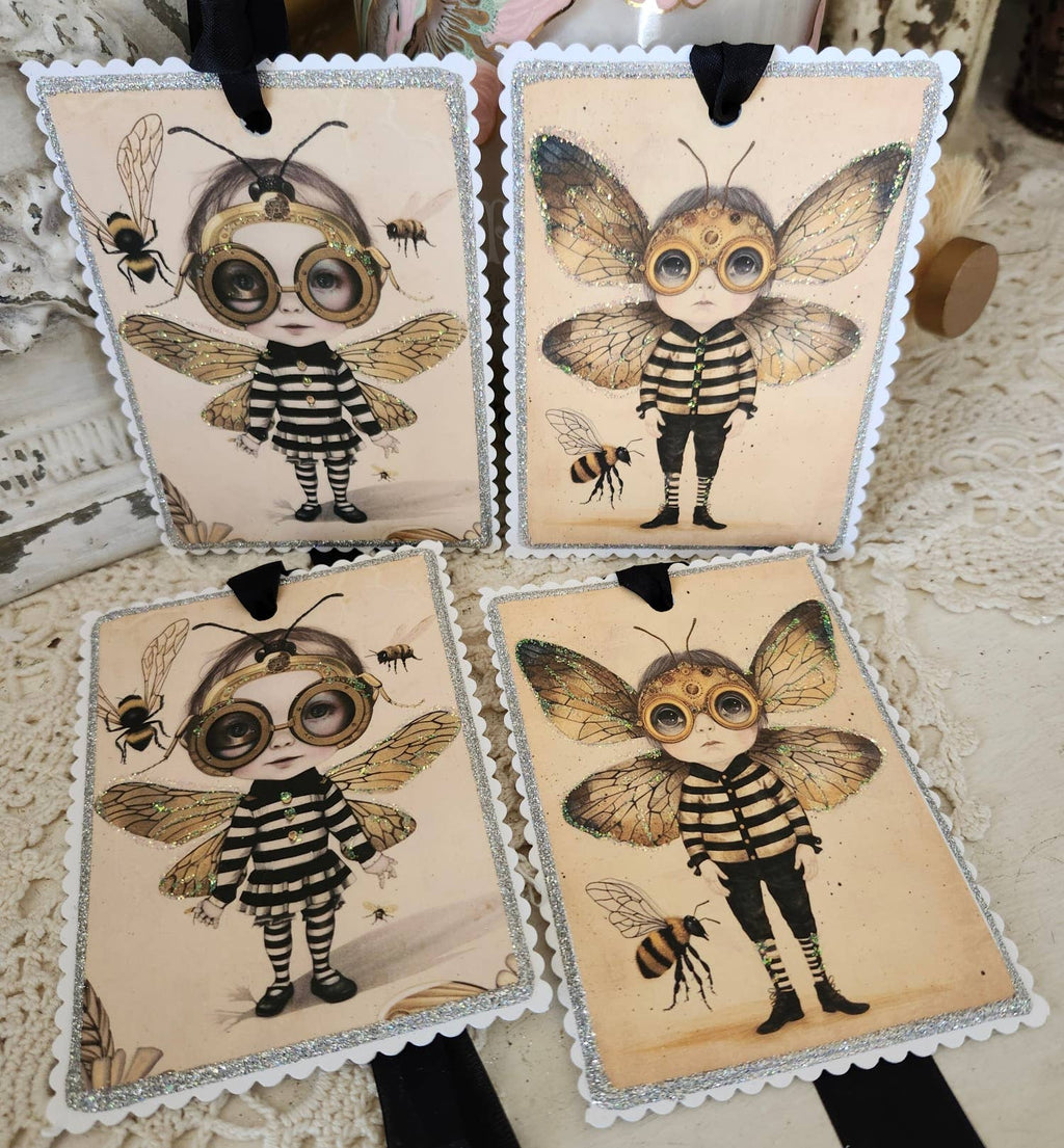 Gift Tag Bookmark Steampunk Bee Kids